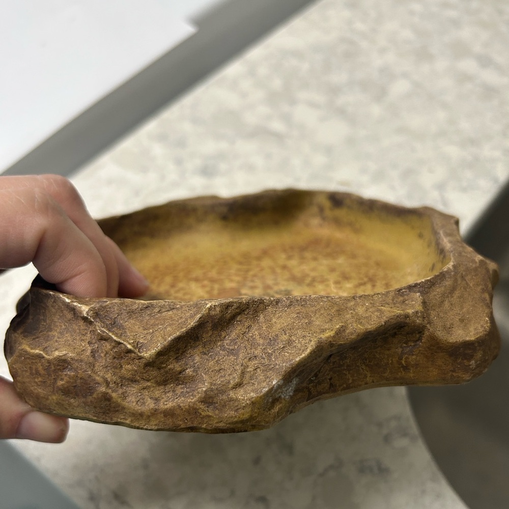 EXO TERRA Large Poly-Resin Granite Rock Pet Water Dish for Reptiles